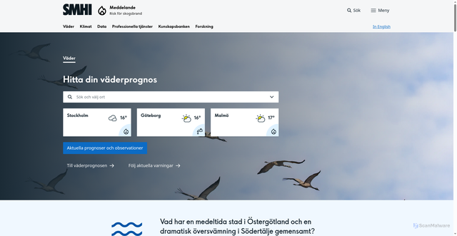 Security scan screenshot of https://www.smhi.se