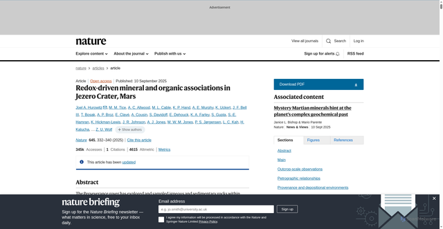 Security scan screenshot of https://www.nature.com/articles/s41586-025-09413-0