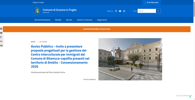 Security scan screenshot of https://www.comune.gravina.ba.it/