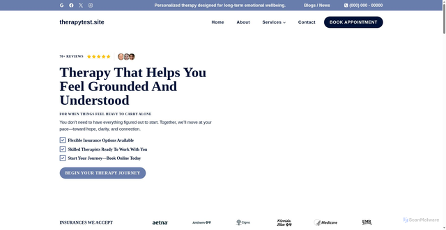 Security scan screenshot of https://therapytest.site/
