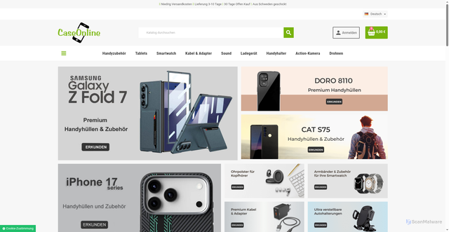 Security scan screenshot of http://caseonline.de/