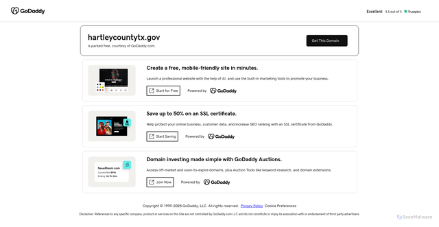 Security scan screenshot of https://hartleycountytx.gov/