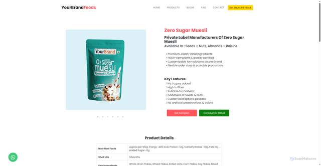 Security scan screenshot of https://yourbrandfoods-website.pages.dev/zero_sugar_muesli