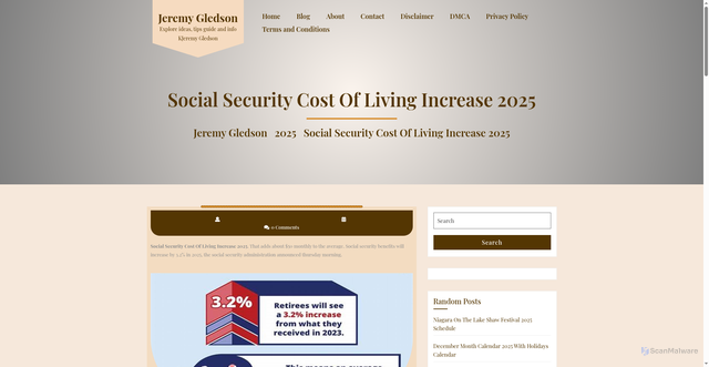 Security scan screenshot of https://jeremygledsone.pages.dev/mtmiv-social-security-cost-of-living-increase-2025-bdpub/