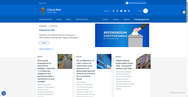Security scan screenshot of https://comune.rieti.it/