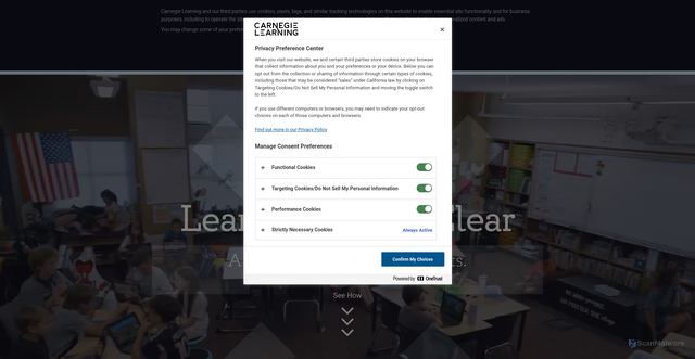 Security scan screenshot of https://www.carnegielearning.com
