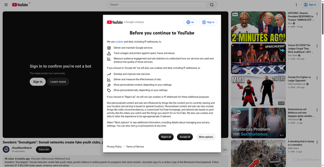 Security scan screenshot of https://somaliagate.se