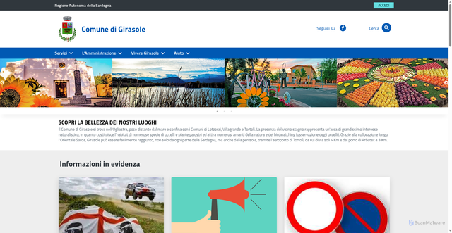 Security scan screenshot of https://www.comune.girasole.og.it/