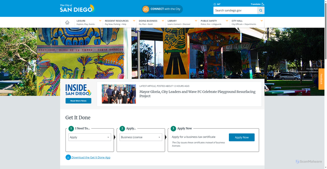 Security scan screenshot of https://www.sandiego.gov/
