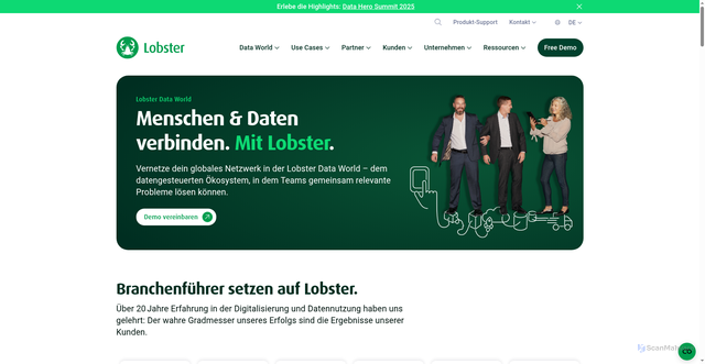 Security scan screenshot of https://lobster.de