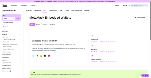 Security scan screenshot of http://metamask-docs-4q672pqsp-consensys-ddffed67.vercel.app/embedded-wallets/sdk/