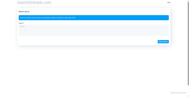 Security scan screenshot of https://reachinfoleads.com/campaigns/zt95204jnda4d/report-abuse/yh969vpdtx8b9/aa549octbo146