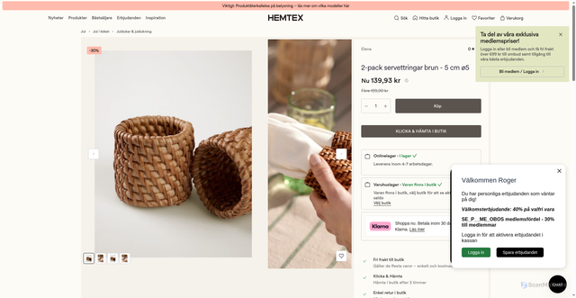 Security scan screenshot of https://www.hemtex.se/jul/jul-i-koket/juldukar--juldukning/elena-2-pack-servettringar-brun?v=210687005200&vtid=d6suaLenG06uMa2SADjWYw&utm_source=Voyado&utm_medium=email&utm_campaign=SE_V_E_M_20260924_Thu_V2&eclub=WytzSTK1Usdr8P1lK8vgLu6nDwtvP4UZIWqR6gXd2MuY5c1uEqlIC7LMEPYqX3WyUI9KfhoLaIaYFyXjY6IcK66mgDK_WGI5nYL1vCGESgubSjR10kzT7NqXNyBZSnVJbADPMNS1WBMzEyGdZBM7CwiPRWqxrLU-4OBjmqRxNEmFEBBAjCA8w9FimPnR6YzjHW16f3Qesc6R06AB20e1Mw