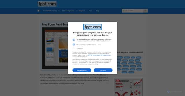 Security scan screenshot of https://free-power-point-templates.com