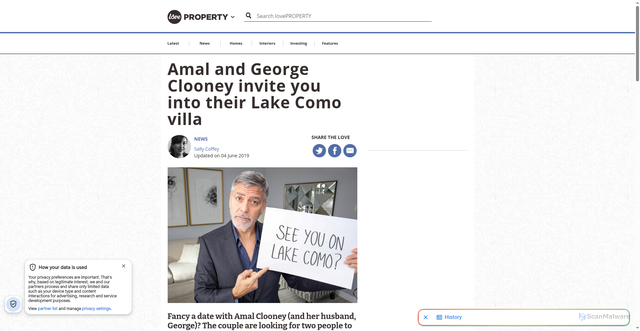 Security scan screenshot of https://www.loveproperty.com/news/85520/amal-and-george-clooney-invite-you-into-their-lake-como-villa