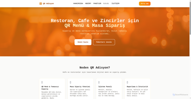 Security scan screenshot of https://qr-adisyon.com