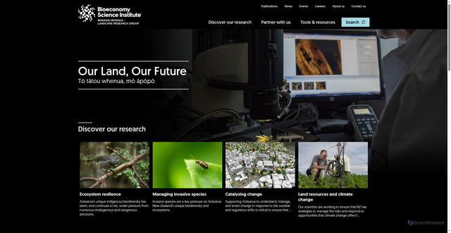 Security scan screenshot of https://www.landcareresearch.co.nz/