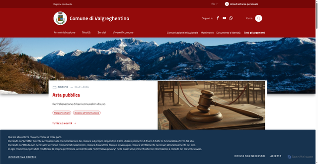 Security scan screenshot of https://www.comune.valgreghentino.lc.it/
