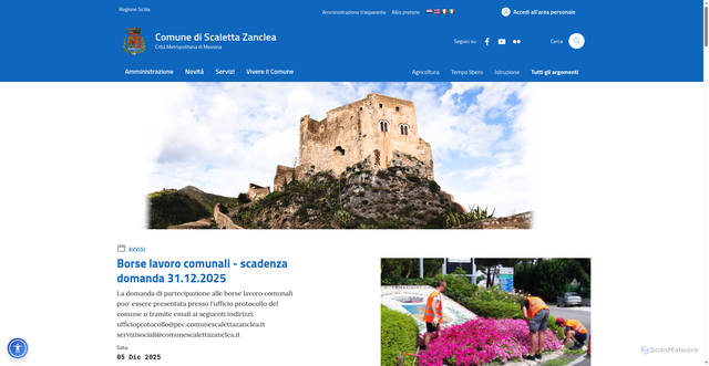 Security scan screenshot of https://comune.scalettazanclea.me.it/