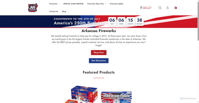 Security scan screenshot of https://arfireworks.com/