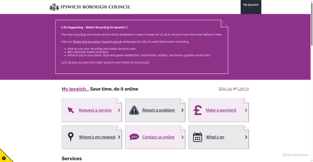 Security scan screenshot of http://www.ipswich.gov.uk