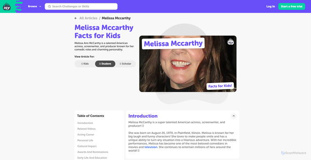 Security scan screenshot of https://www.diy.org/article/melissa_mccarthy