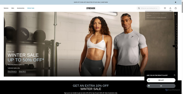 Security scan screenshot of https://gymsharkusa.myshopify.com