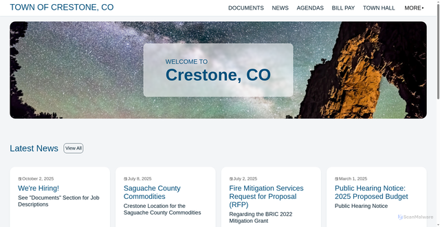 Security scan screenshot of https://townofcrestone.gov/