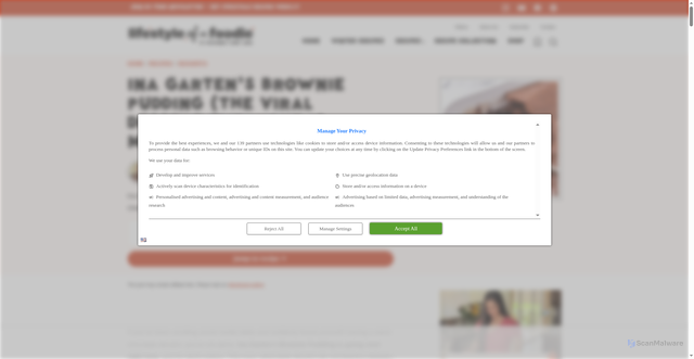 Security scan screenshot of https://lifestyleofafoodie.com/ina-garten-brownie-pudding/