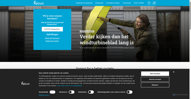 Security scan screenshot of https://www.tudelft.nl