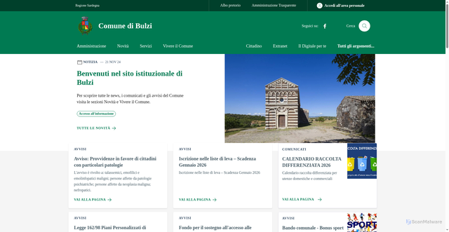 Security scan screenshot of https://www.comune.bulzi.ss.it/