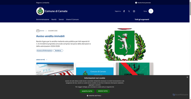 Security scan screenshot of https://www.comune.carnate.mb.it
