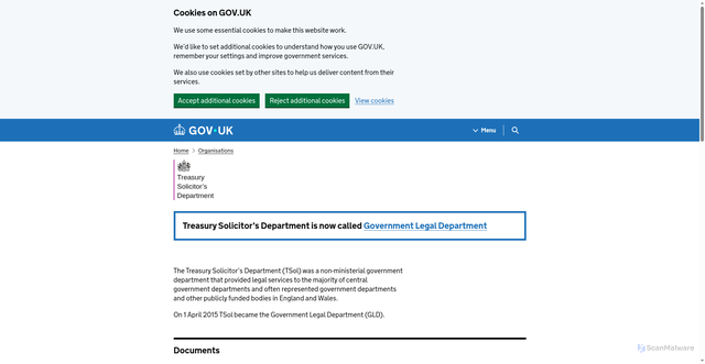 Security scan screenshot of https://www.gov.uk/government/organisations/treasury-solicitor-s-department