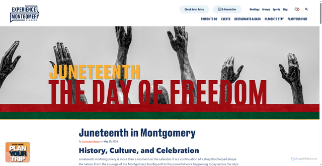 Security scan screenshot of https://experiencemontgomeryal.org/blog/stories/post/embracing-freedom-juneteenth-celebrations-in-montgomery/