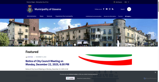 Security scan screenshot of https://www.comune.giaveno.to.it/it-it/home