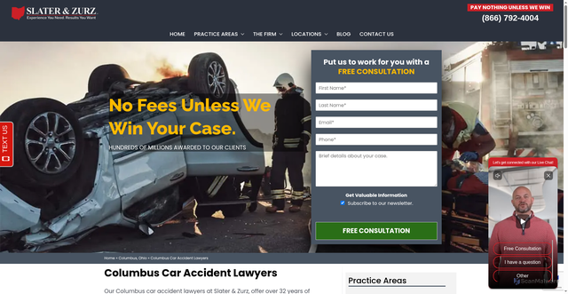 Security scan screenshot of https://slaterzurz.com/columbus-law-office/columbus-car-accident-lawyer/