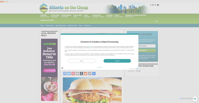 Security scan screenshot of https://www.atlantaonthecheap.com/national-fried-chicken-sandwich-day/