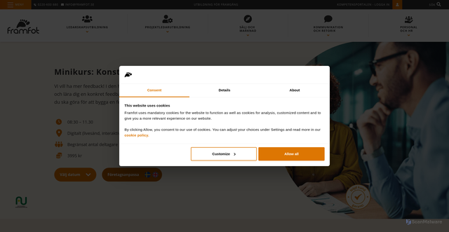Security scan screenshot of https://r.nl.framfot.se/mk/cl/f/sh/WCPzyXJTZ7Aw4yWG65OmchfolVso5V58/HG7Sp7LgpAFv