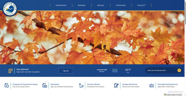 Security scan screenshot of https://crestviewhills.gov/