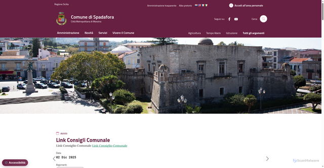 Security scan screenshot of https://www.comune.spadafora.me.it