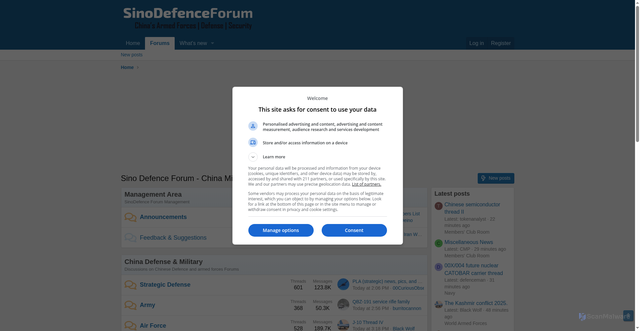 Security scan screenshot of https://www.sinodefenceforum.com