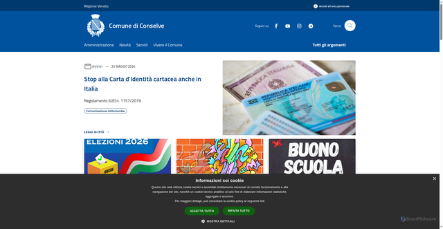 Security scan screenshot of https://www.comune.conselve.pd.it