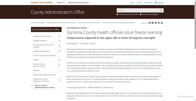 Security scan screenshot of https://sonomacounty.gov/county-health-officials-issue-freeze-warning