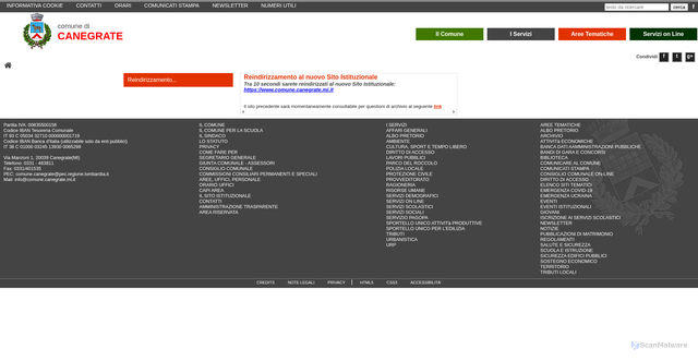 Security scan screenshot of https://www.comunecanegrate.it/home_new.php