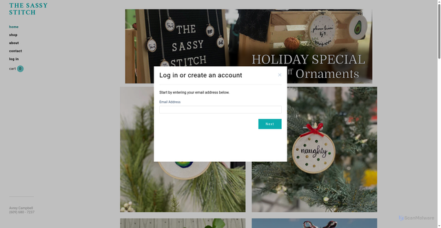 Security scan screenshot of https://www.the-sassy-stitch.com/#/accounts/look-up