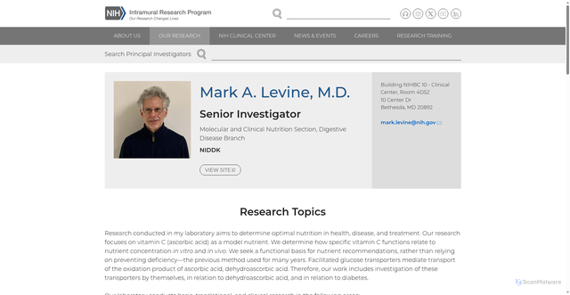 Security scan screenshot of https://irp.nih.gov/pi/mark-levine