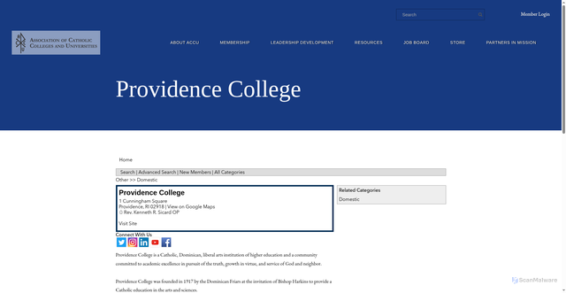 Security scan screenshot of https://members.accunet.org/Domestic/Providence-College-158