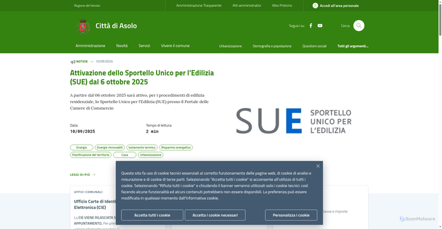 Security scan screenshot of https://www.comune.asolo.tv.it/