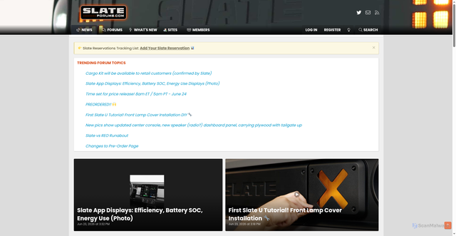 Security scan screenshot of https://www.slateforums.com/