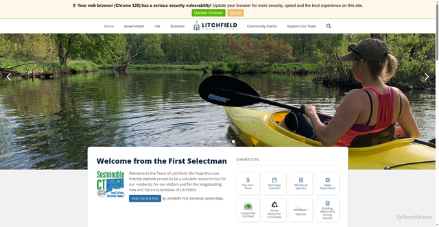 Security scan screenshot of https://www.townoflitchfieldct.gov/
